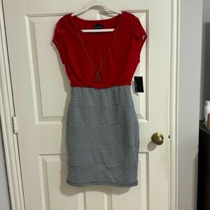 ize 8 Red/gray with white polkadots  Enfocus dress